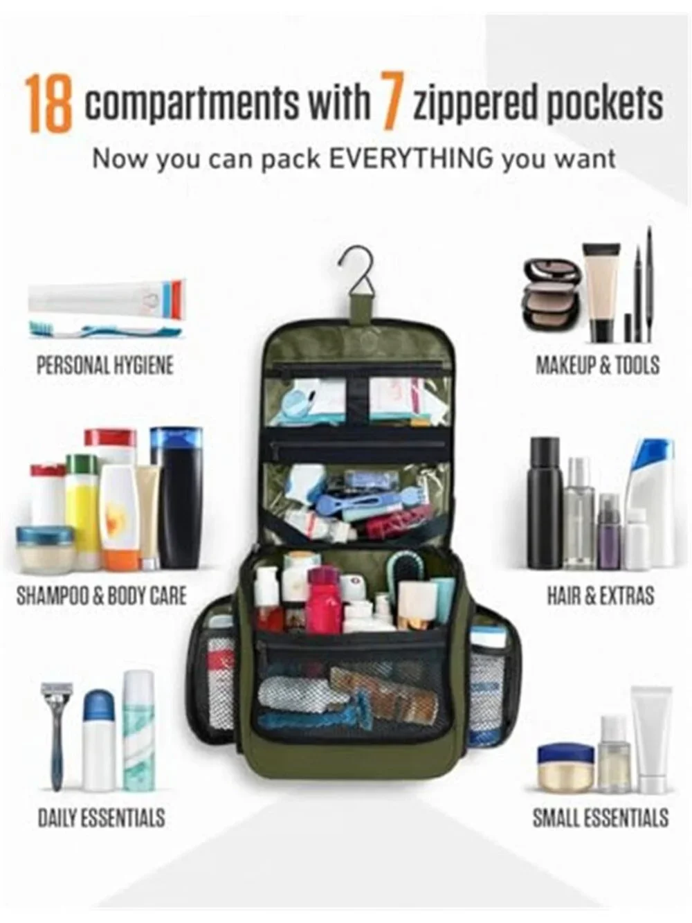 Hanging Toiletry Travel Bag TSA Clear Pouch Water Resistant Dopp Kit Organizer